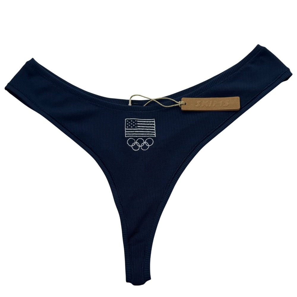 SKIMS Soft Lounge Dipped Thong Team USA Navy XL